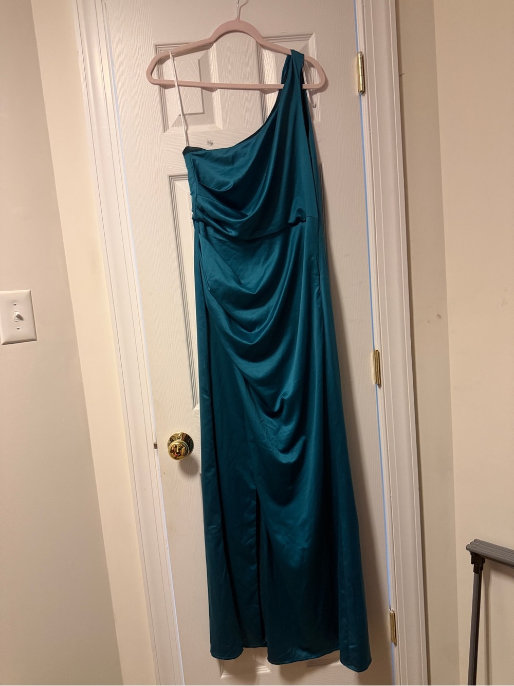 Lulu's Teal One-Shoulder Maxi Dress